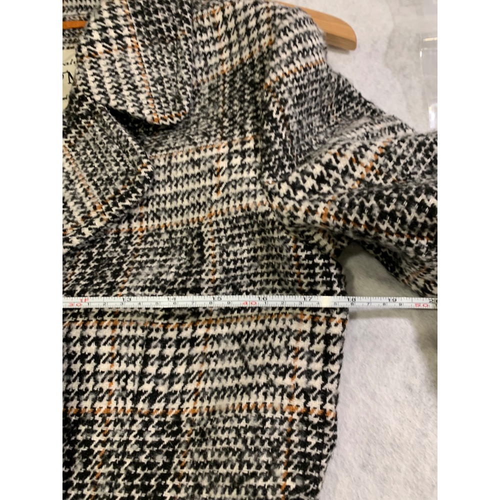 VNTG Maralyn & Me Plaid Pea Coat Dark Academia Tweed Jacket Brown Grey S - Picture 6 of 9
